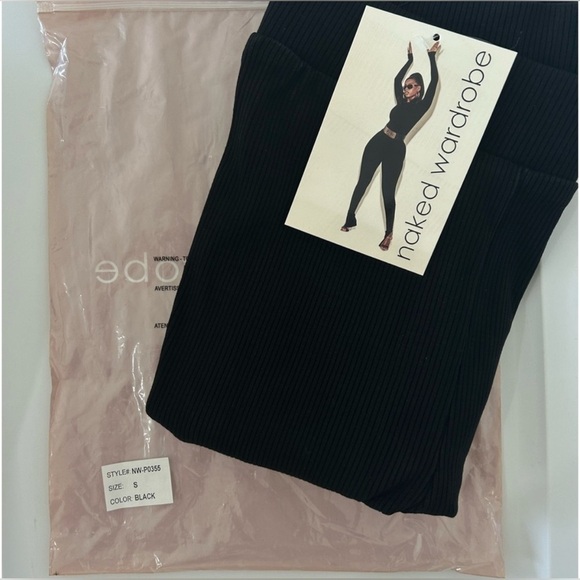 NWT Naked Wardrobe Black Ribbed Sculpt Leggings Size Small - Picture 2 of 10